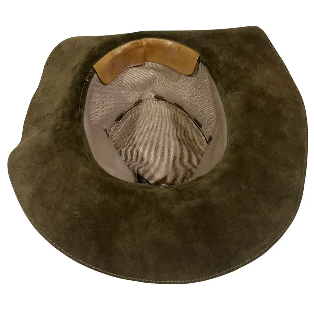 Banana Republic Vintage Suede Outback Hat Safari Braided Band Mens Sz M/L